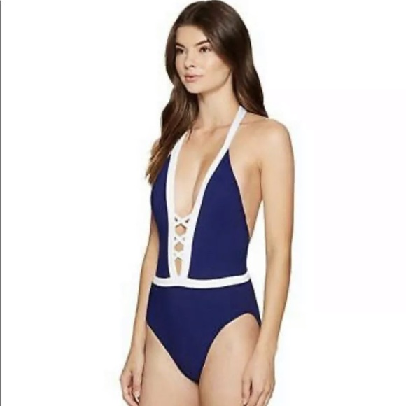 NEW $132 LAUREN by RL Spectator Blue SWIMSUIT Sz 6 - Picture 2 of 7
